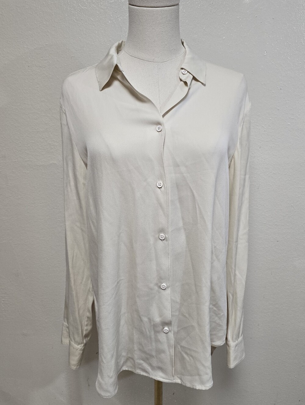 Helmut Lang Silk Button Down Blouse Ivory Size Large